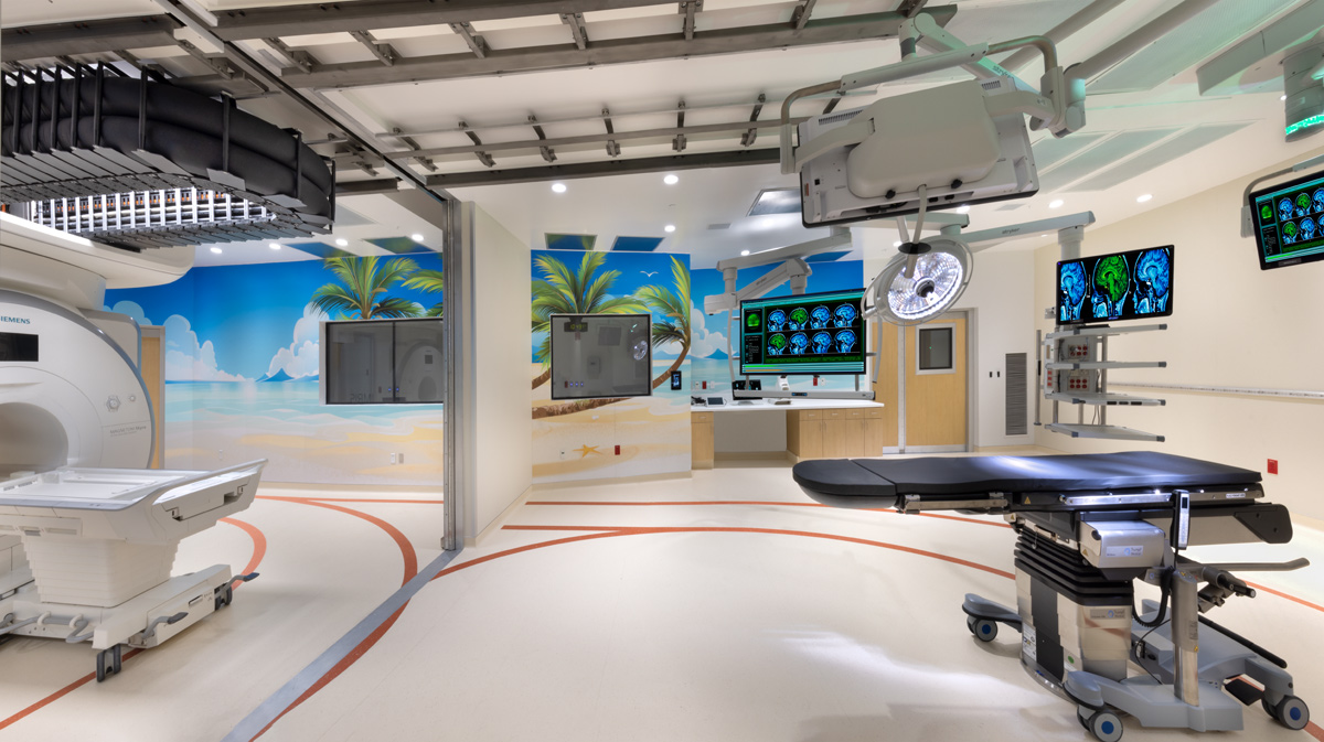 Interior design view of Joe DiMaggio Children's Hospital MRI and operating room in Hollywood, FL